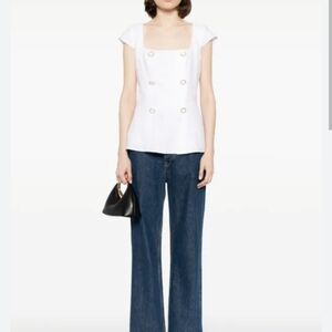 Reformation Meela Linen Top In White